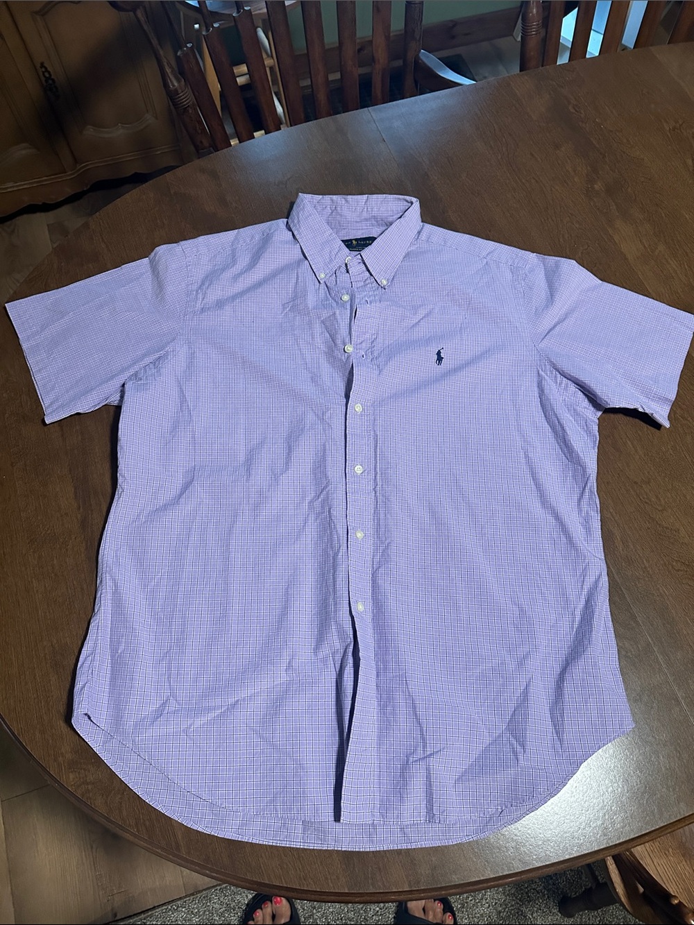 Polo by Ralph Lauren Short-Sleeve Button-Down Shirt in Lavender Check